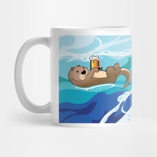 Sea Otter belly up drinking beer Mug